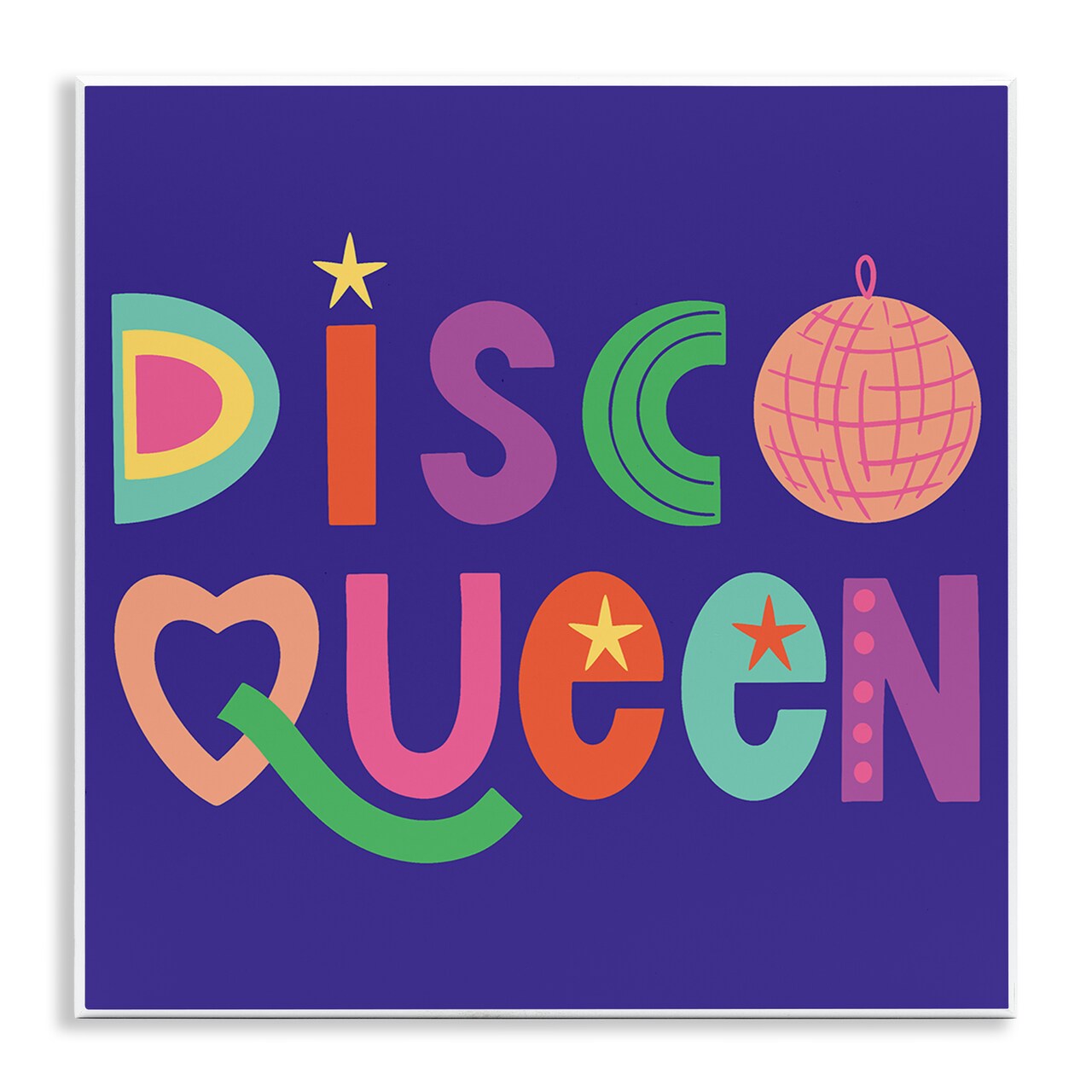 Stupell Industries Disco Queen with Retro Letters Wall Plaque Design by Sazerelli Designs